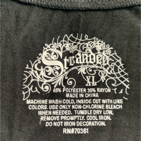 STRANDED wide neck goth 3/4 sleeve black T shirt, polyester & rayon XL - Picture 3 of 10